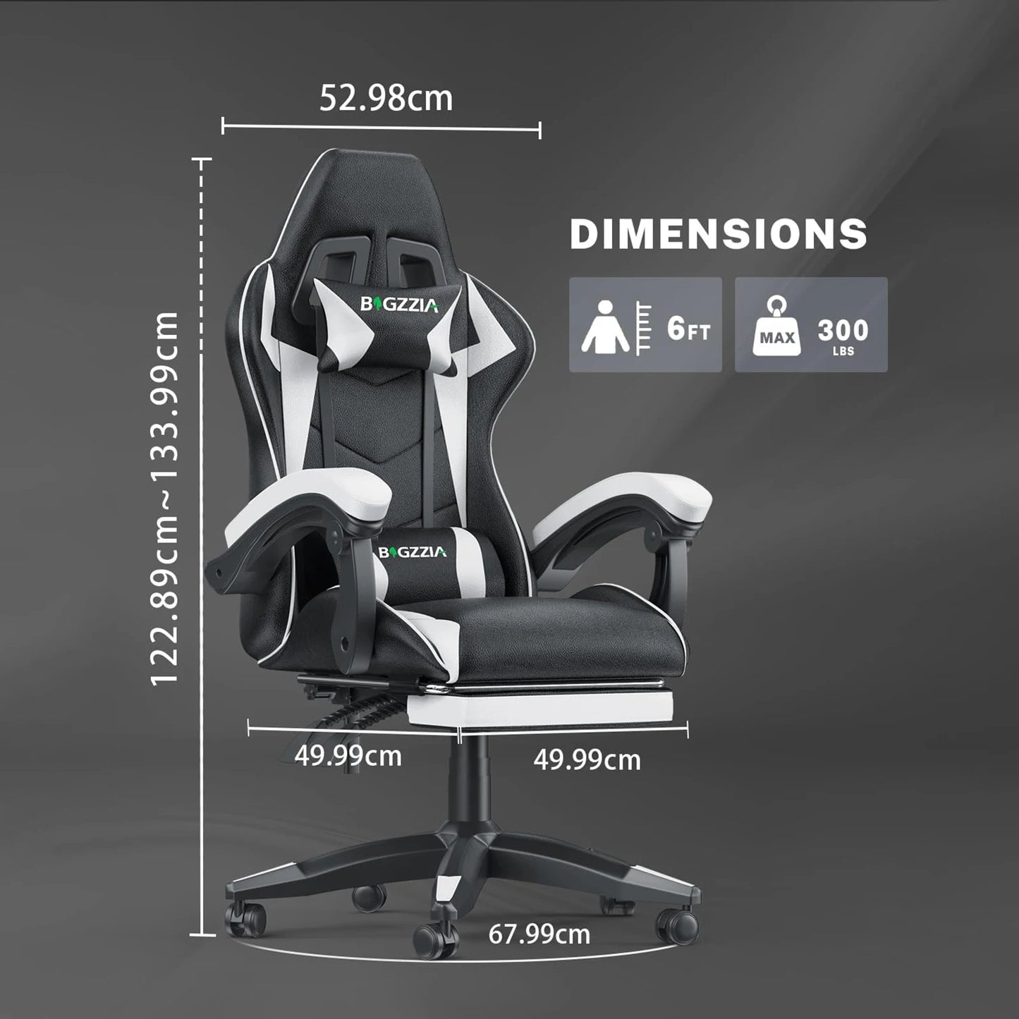 Ultimate Ergonomic Gaming Chair with Footrest – Adjustable Height, Lumbar Support, and Headrest for Maximum Comfort