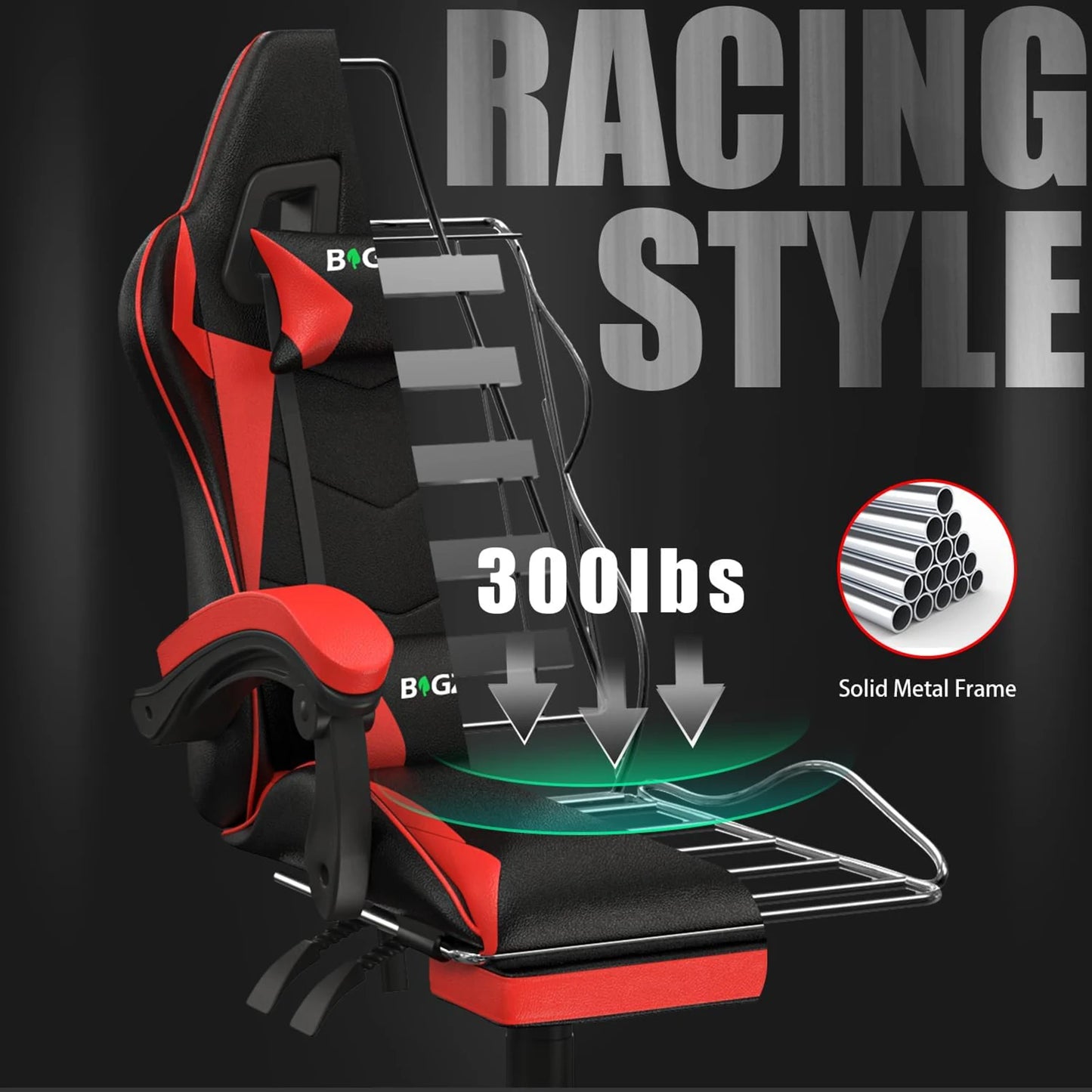 Ultimate Ergonomic Gaming Chair with Footrest – Adjustable Height, Lumbar Support, and Headrest for Maximum Comfort