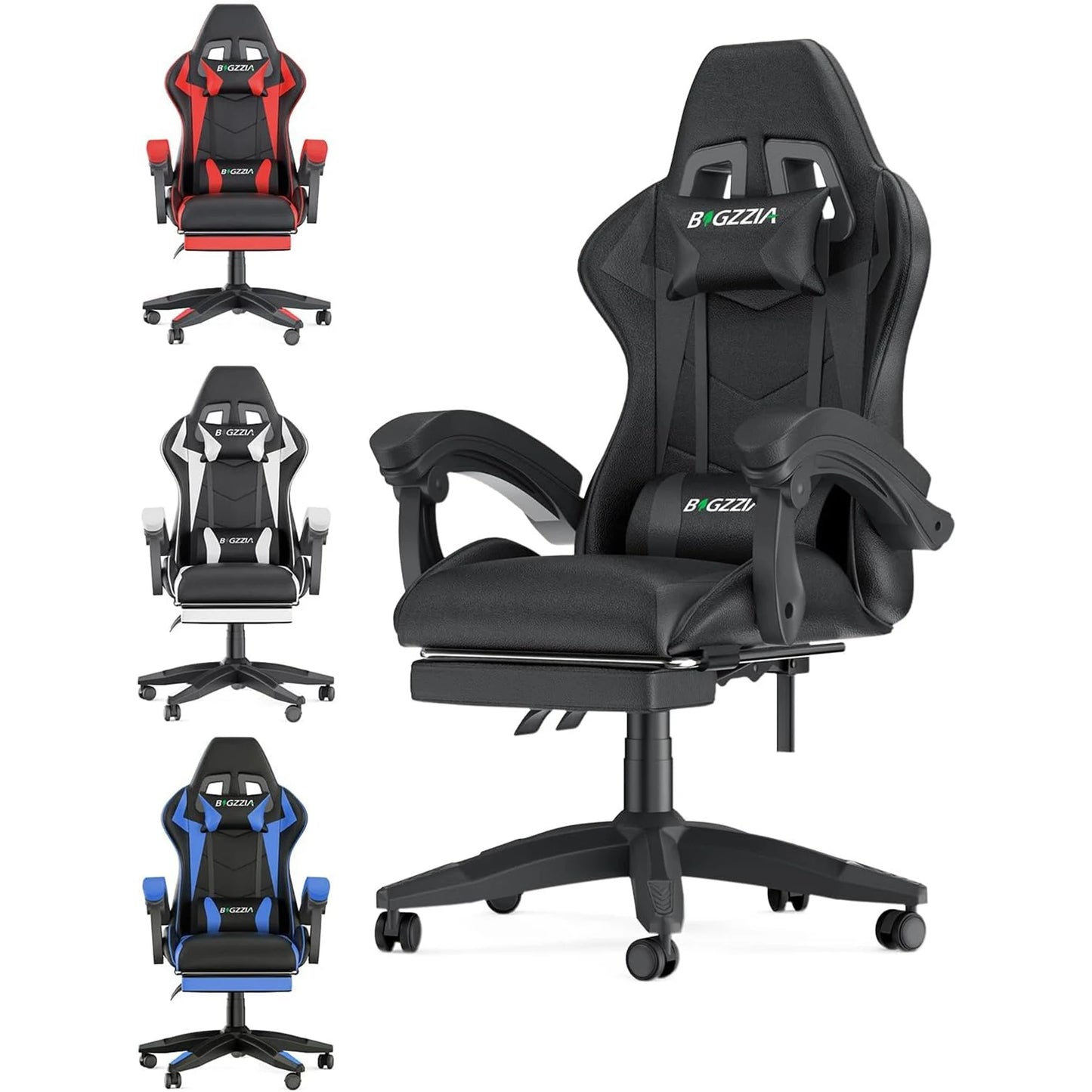 Ultimate Ergonomic Gaming Chair with Footrest – Adjustable Height, Lumbar Support, and Headrest for Maximum Comfort