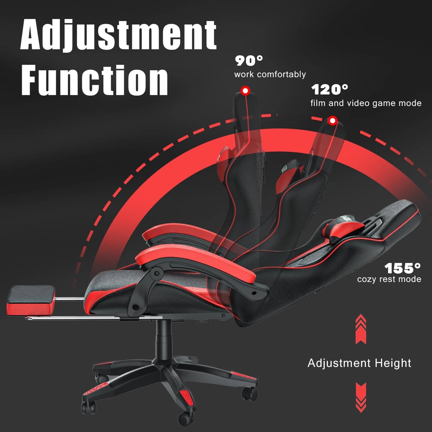 Ultimate Ergonomic Gaming Chair with Footrest – Adjustable Height, Lumbar Support, and Headrest for Maximum Comfort