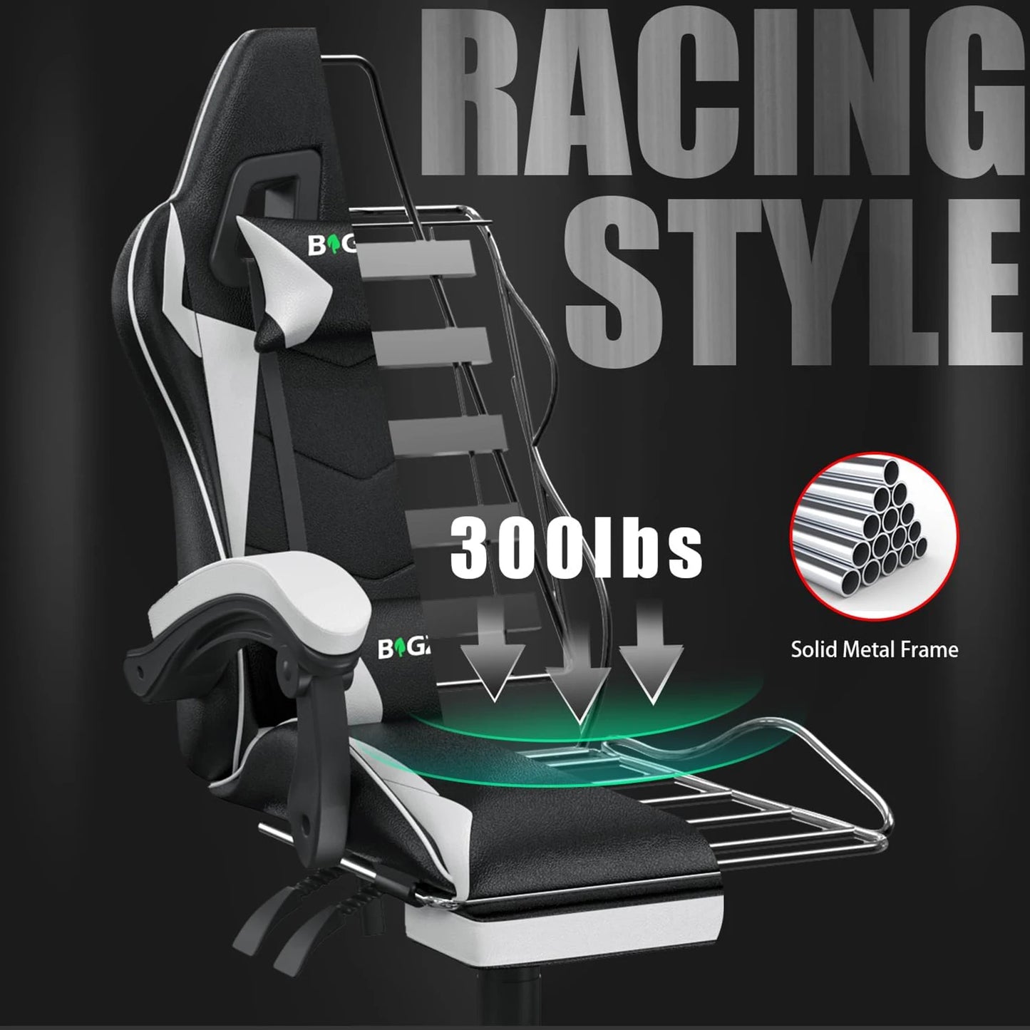 Ultimate Ergonomic Gaming Chair with Footrest – Adjustable Height, Lumbar Support, and Headrest for Maximum Comfort