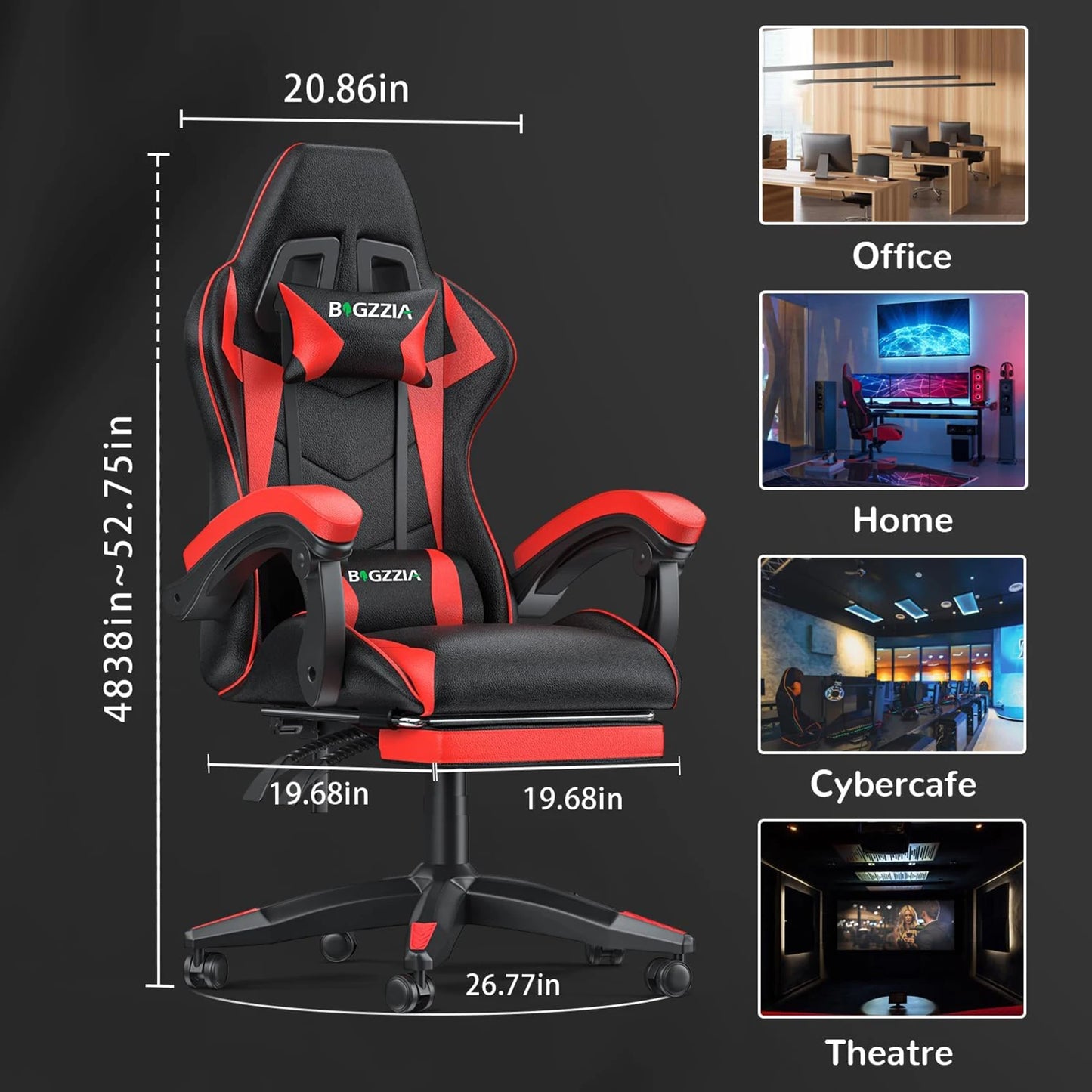 Ultimate Ergonomic Gaming Chair with Footrest – Adjustable Height, Lumbar Support, and Headrest for Maximum Comfort