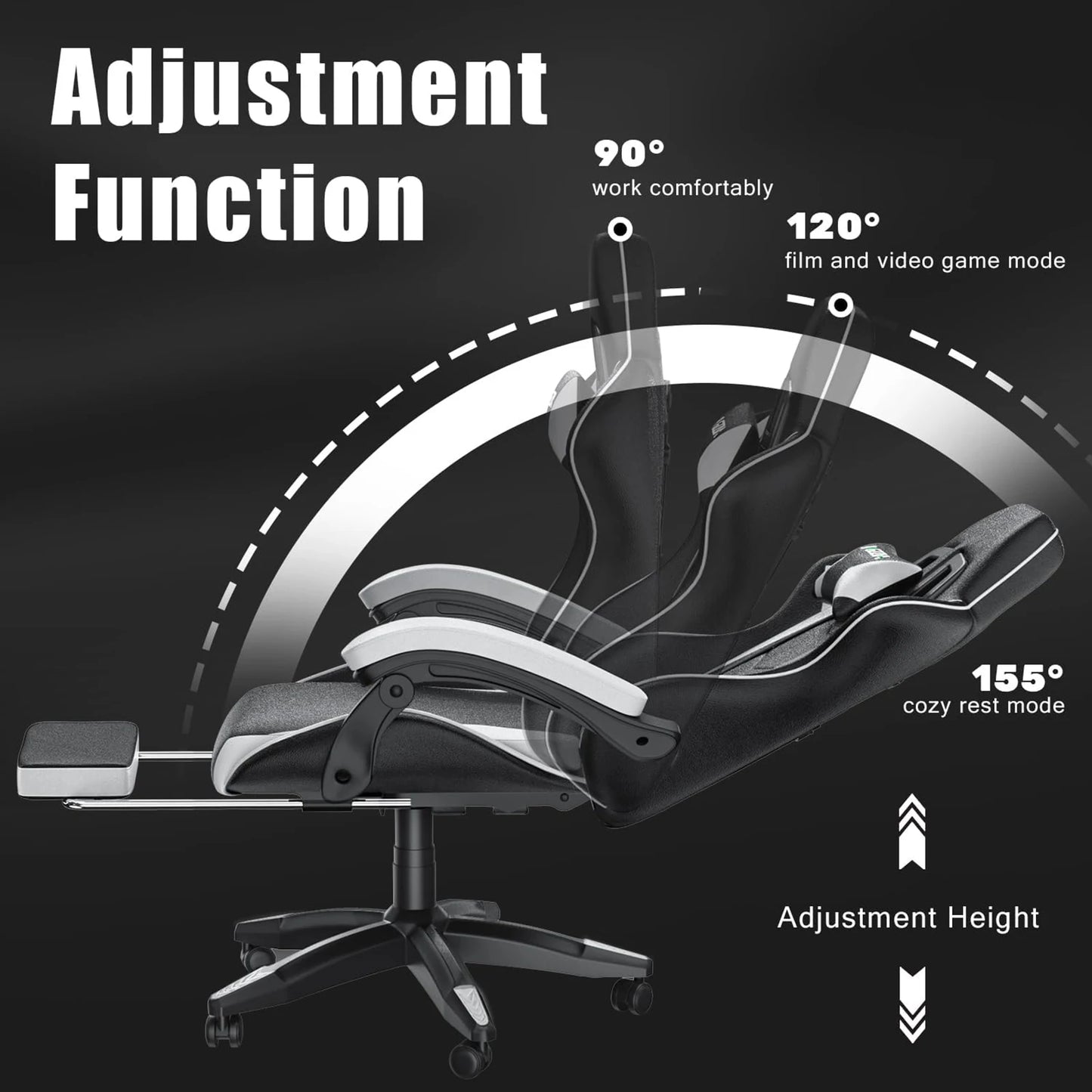 Ultimate Ergonomic Gaming Chair with Footrest – Adjustable Height, Lumbar Support, and Headrest for Maximum Comfort