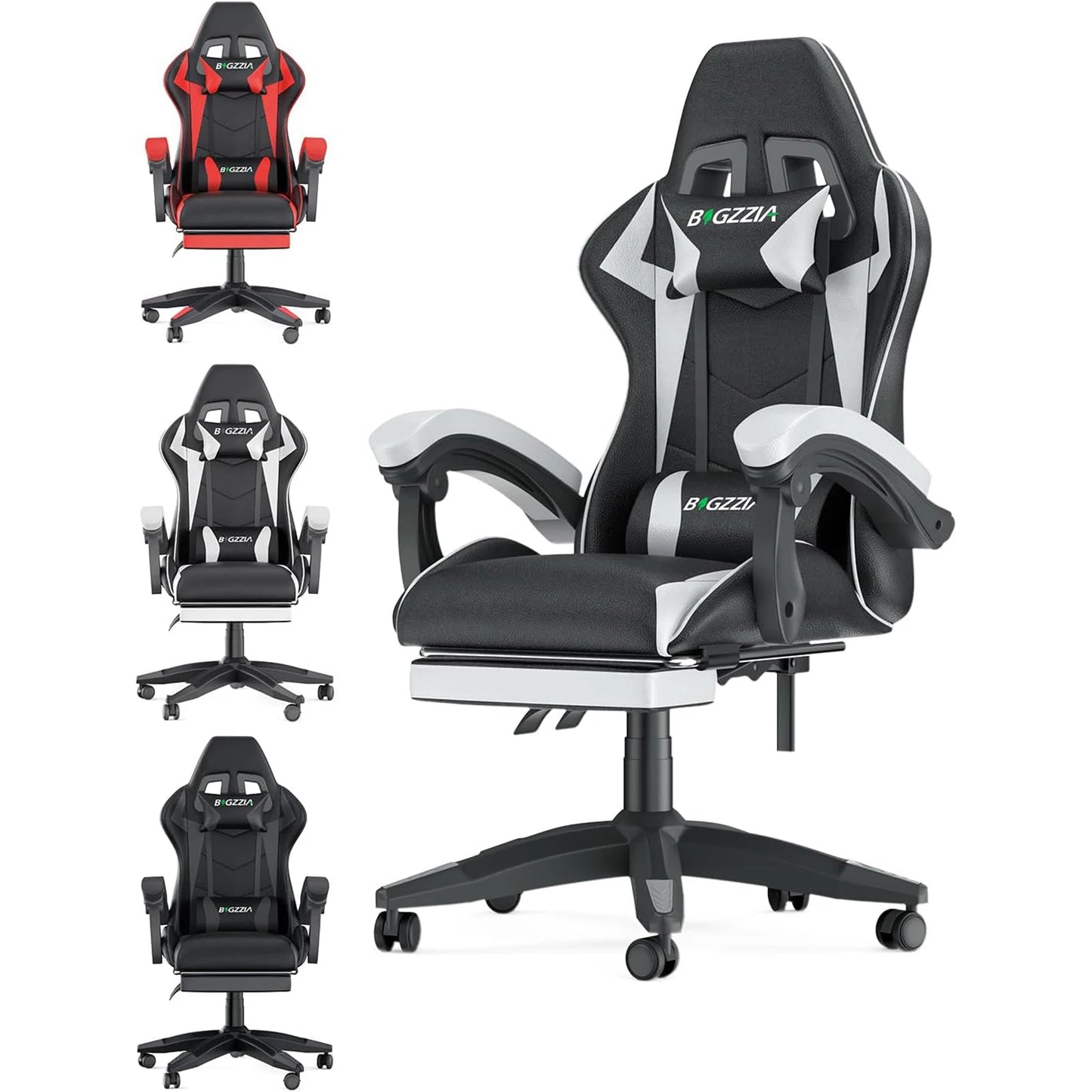 Ultimate Ergonomic Gaming Chair with Footrest – Adjustable Height, Lumbar Support, and Headrest for Maximum Comfort